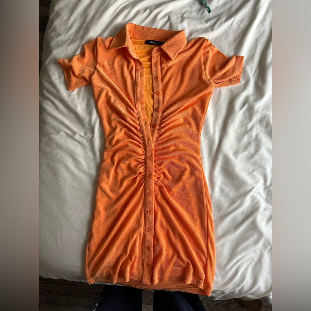 Oliviaceous Orange Deep Cut Dress
